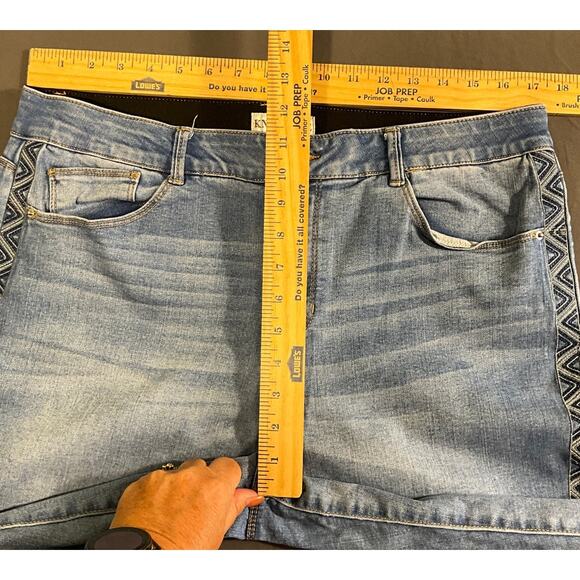 Knox Rose Women's 16 Jeans Stretch Elastic Waist Split Hem Decorative Side Seam - Picture 7 of 8